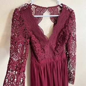LuLu's Awaken My Love Burgundy Long Sleeve Luce Maxi Dress